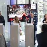 Pressekonferenz mit visitBerlin-Geschäftsführer Burkhard Kieker, Sängerin Jocelyn B. Smith, Stefan Athmann, visitBerlin Partnerhotels und Anna Günther, Berlin Event Network e.V. (v.l.n.r.)