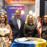 Marianna Oleskiv (Vorsitzende der State Agency Tourism Development Ukraine), Burkhard Kieker (visitBerlin),  Maryna Radova (head of the Kyiv state administration’s tourism and promotion department) and Sabine Wendt (visitBerlin)