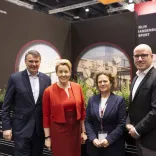 Burkhard Kieker (CEO visitBerlin), Franziska Giffey (Wirtschaftssenatorin Berlin), Aletta von Massenbach (CEO Flughafen BER), Stephan Erler (easyJet Deutschland)