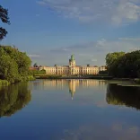 Berlin, Charlottenburg Palace, view over the carp pond to the garden side.