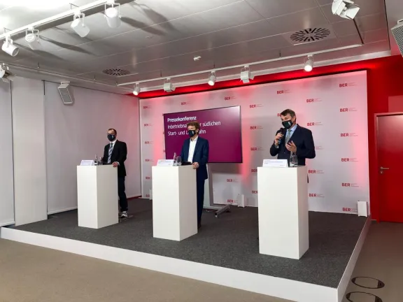 Pressekonferenz mit Flughafenchef Engelbert Lütke Daldrup und visitBerlin-Geschäftsführer Burkhard Kieker