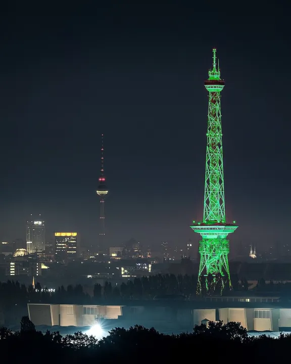 Funkturm bei Nacht